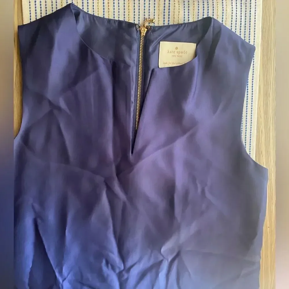 KATE SPADE Navy Blue V-Neck Sleeveless Viscose Sheath Dress SZ 2